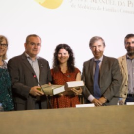 Entrega del Premi a Elba Arnal. Dra. Monteserín, Dr. Basora, Dr. Vilardell, Dr. Casasa i